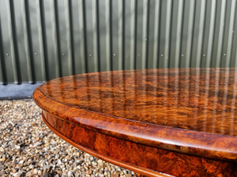 A Fine Quality Victorian Period Burr Walnut Oval Coffee Table - Image 8