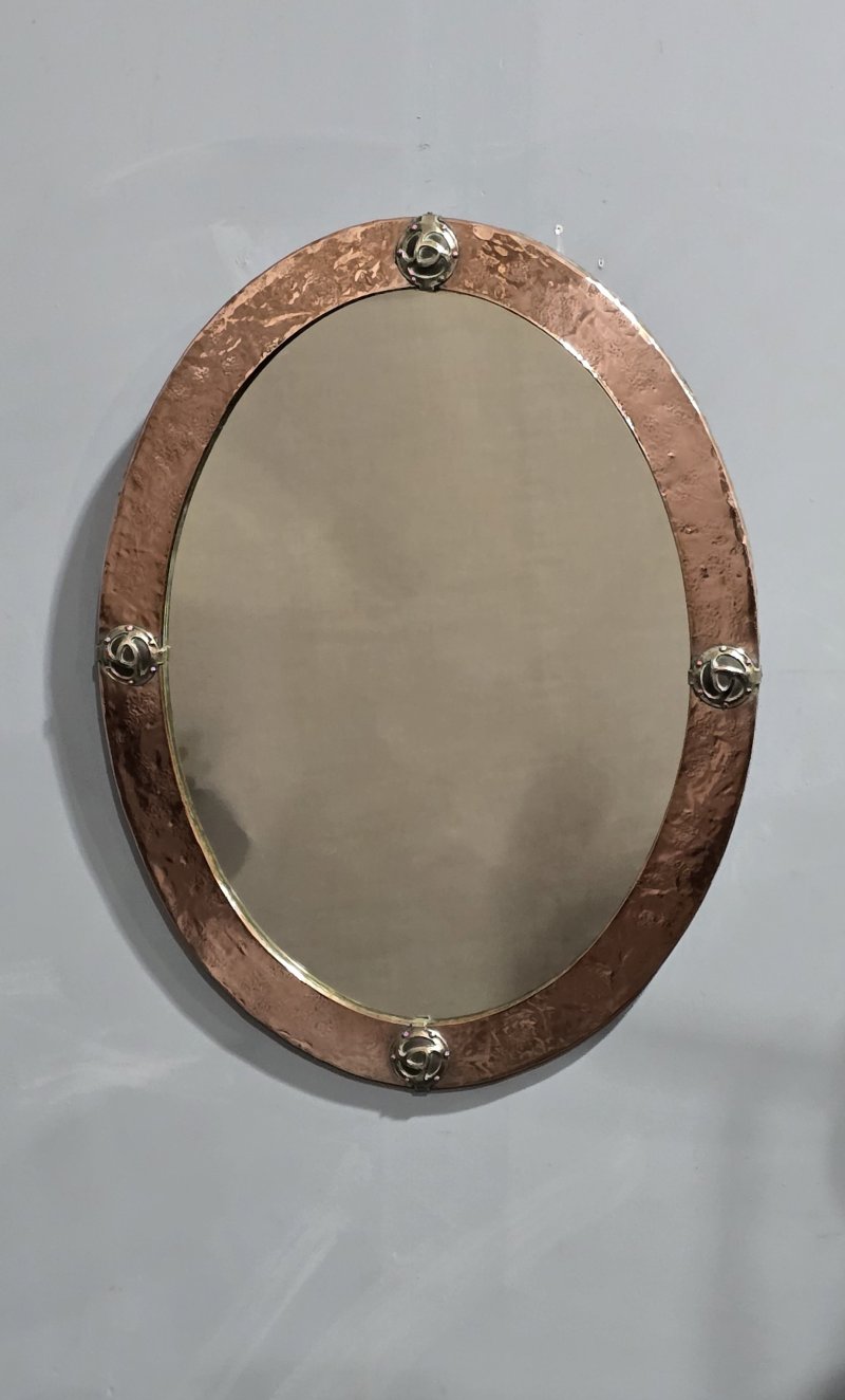 Arts and Crafts Oval Copper Mirror