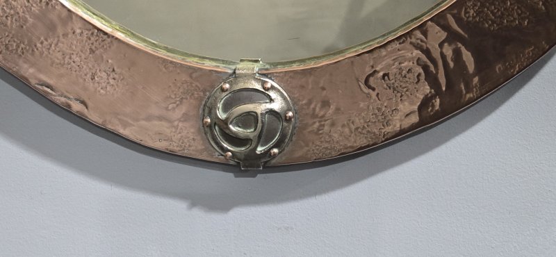Arts and Crafts Oval Copper Mirror - Image 3