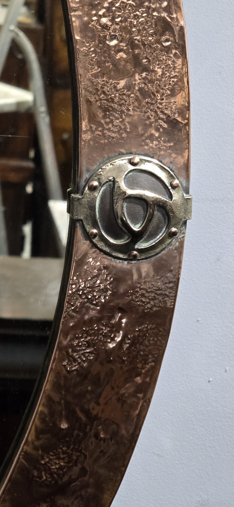 Arts and Crafts Oval Copper Mirror - Image 6