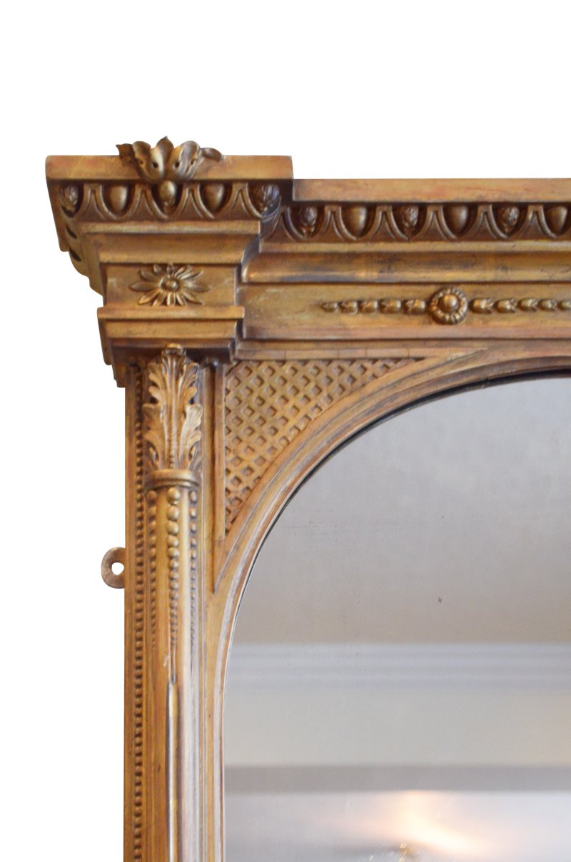 English Antique Gilt Wall Mirror Overmantel H169cm - Image 5
