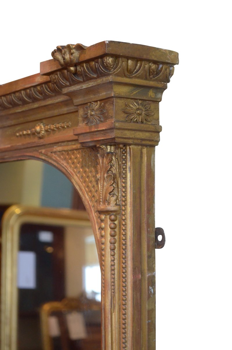 English Antique Gilt Wall Mirror Overmantel H169cm - Image 7