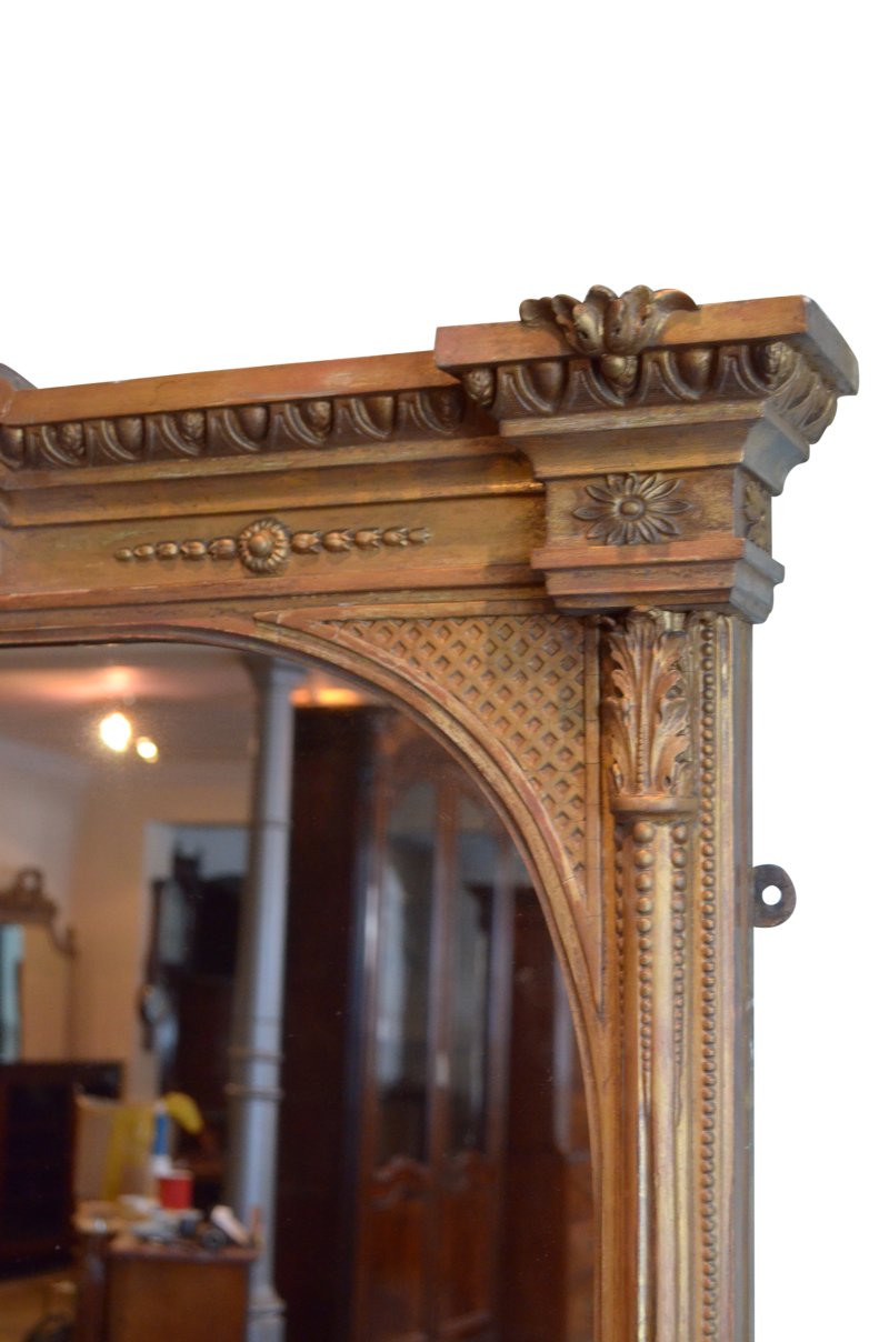 English Antique Gilt Wall Mirror Overmantel H169cm - Image 9
