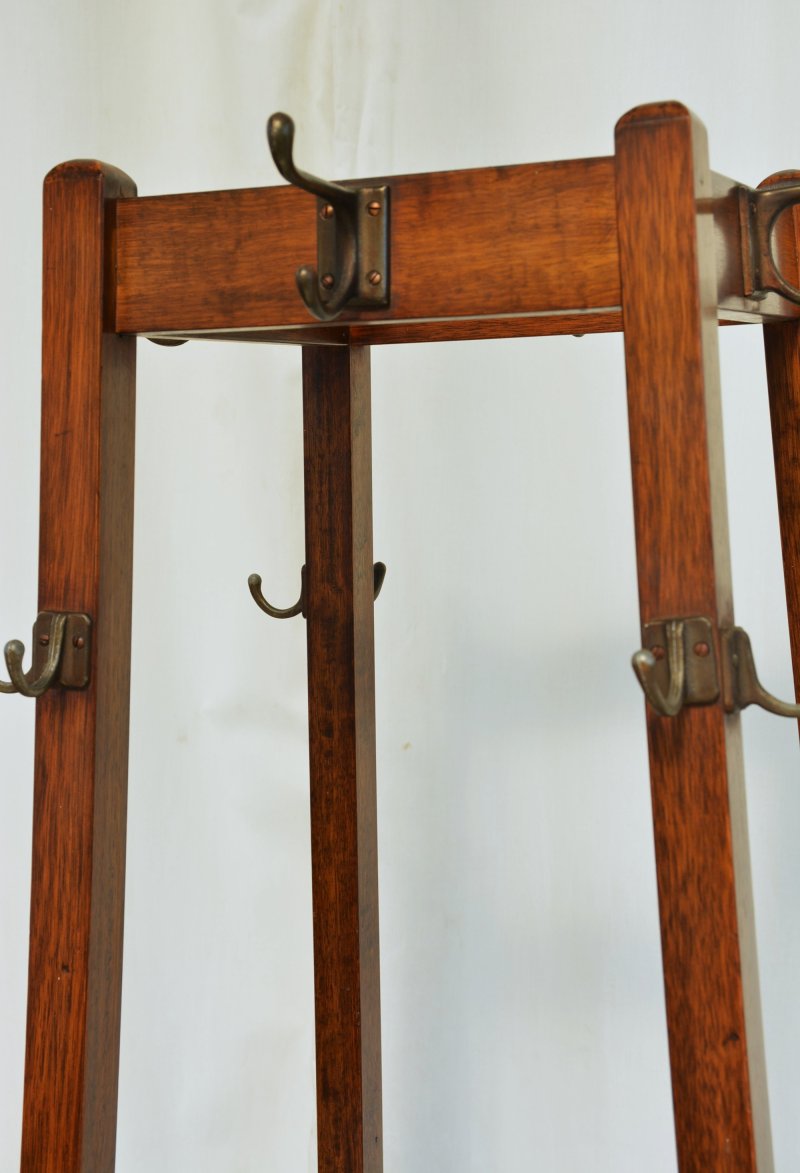 Antique English Arts and Crafts Hall Stand Coat Stand Rack - Image 7