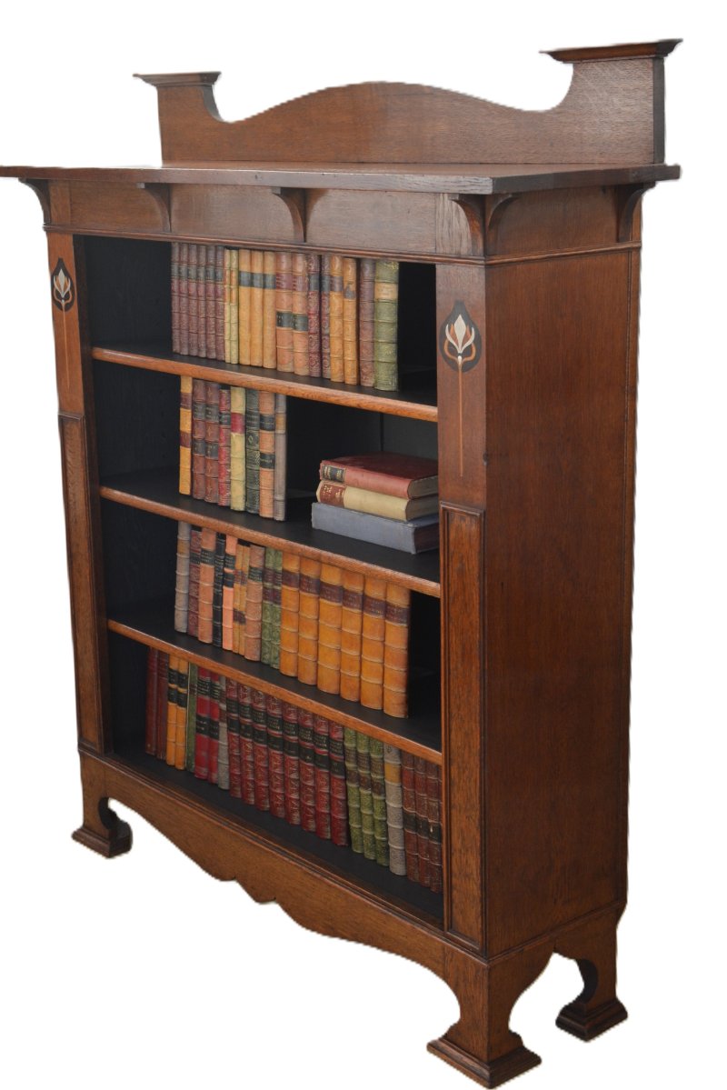 Arts And Crafts Solid Oak Open Bookcase - Image 2