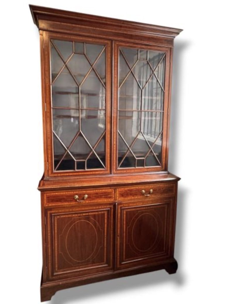 Edwardian Mahogany Inlaid Bookcase