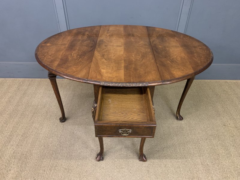 Burr Walnut Drop Flap Table - Image 12
