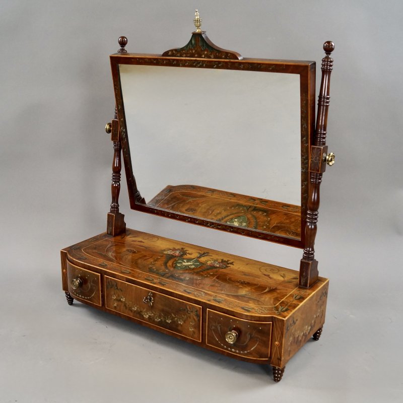 A Superb Mahogany & Decorated Toilet Mirror - Image 2
