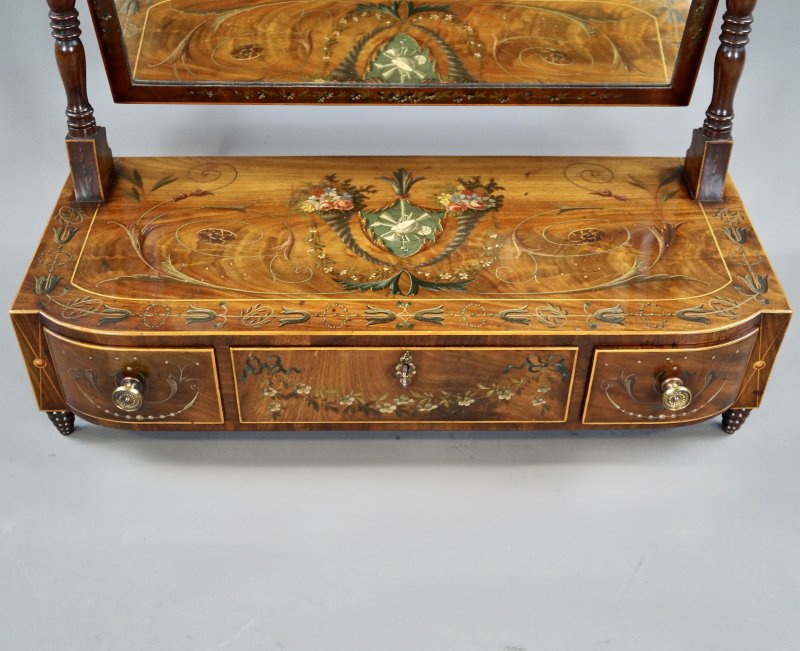 A Superb Mahogany & Decorated Toilet Mirror - Image 3