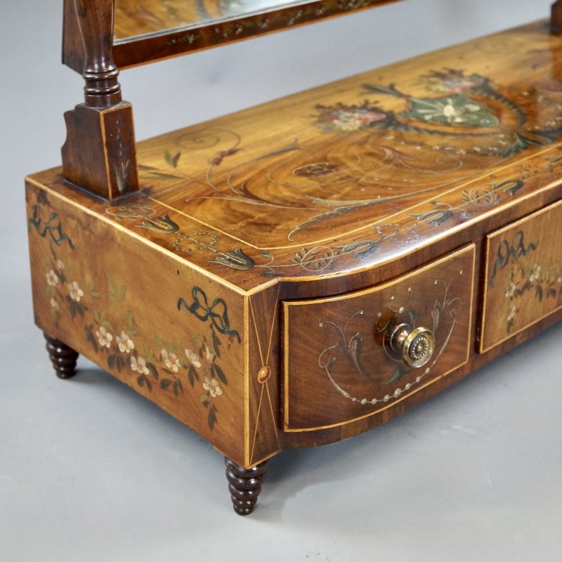 A Superb Mahogany & Decorated Toilet Mirror - Image 4