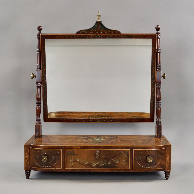 A Superb Mahogany & Decorated Toilet Mirror - Image 5