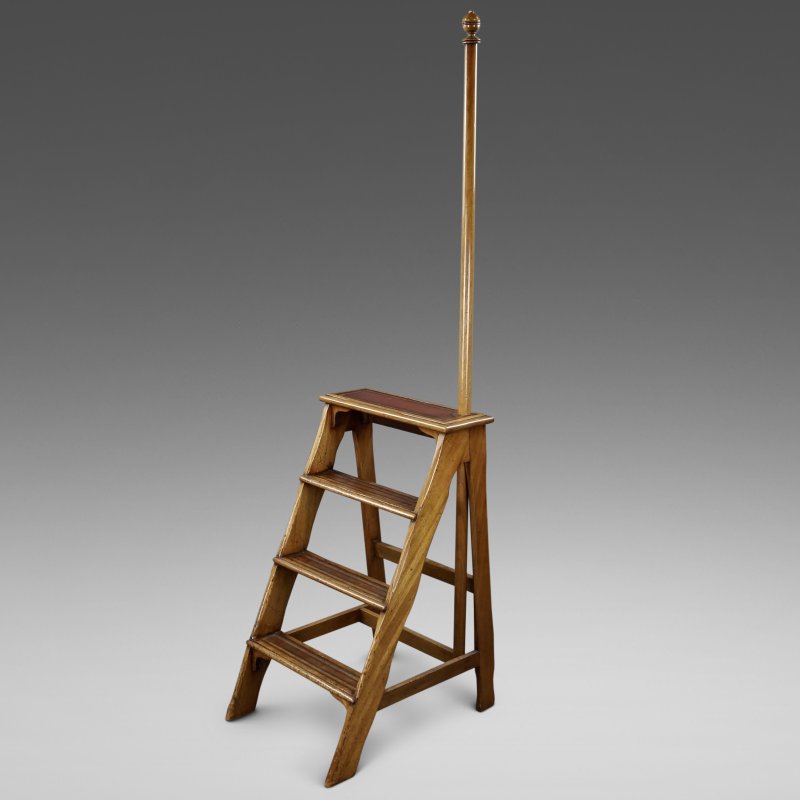 19Thc Mahogany Library Steps