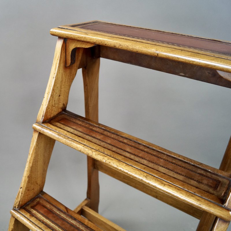 19Thc Mahogany Library Steps - Image 5