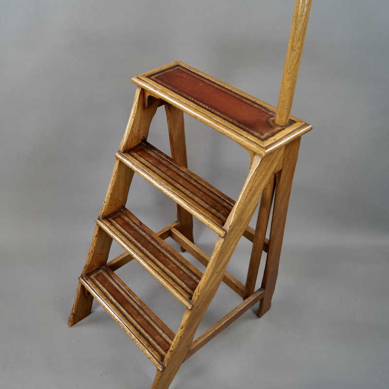 19Thc Mahogany Library Steps - Image 7