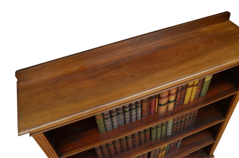 English Edwardian Walnut Open Bookcase - Image 12