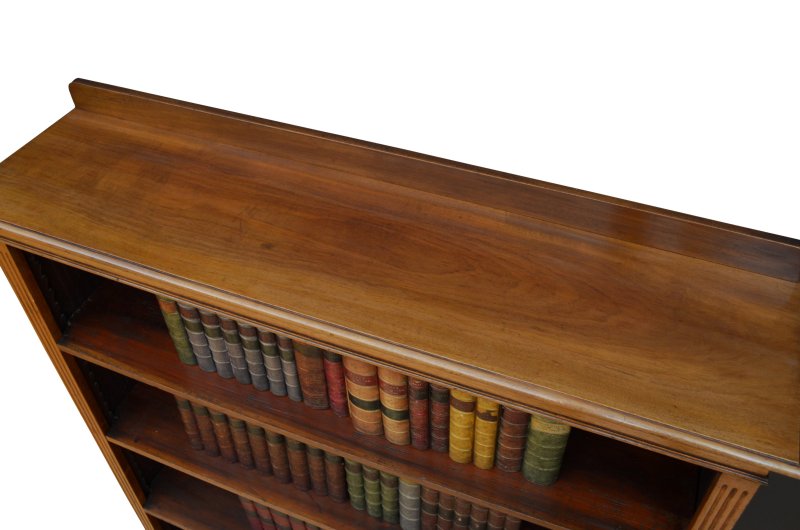 English Edwardian Walnut Open Bookcase - Image 10