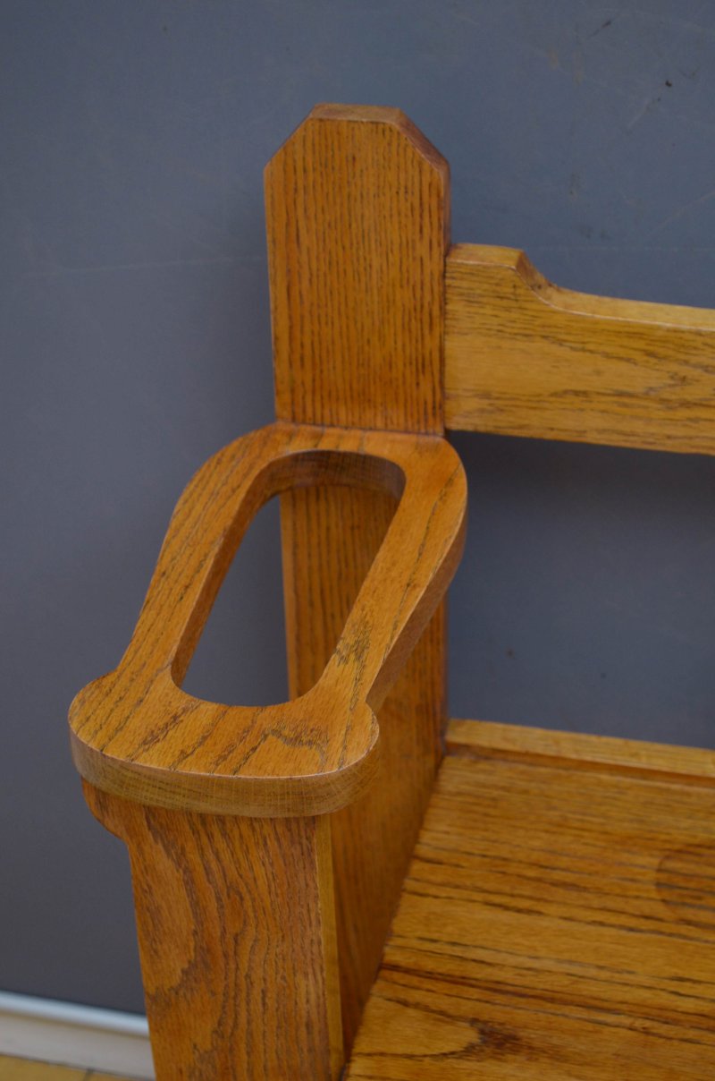 Arts And Crafts Hall Bench In Oak - Image 5