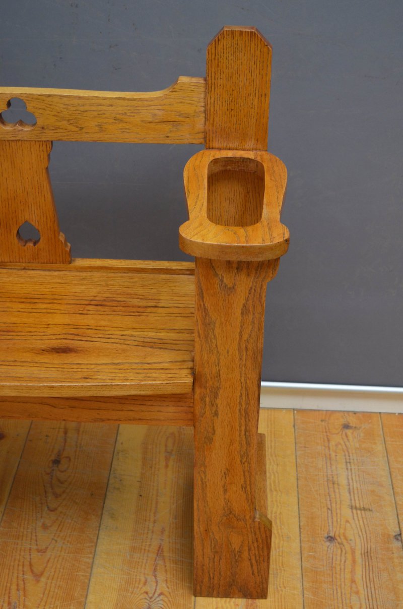 Arts And Crafts Hall Bench In Oak - Image 7
