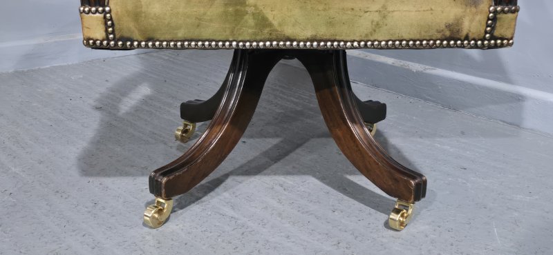 Fine Leather and Mahogany Office Desk Chair - Image 3