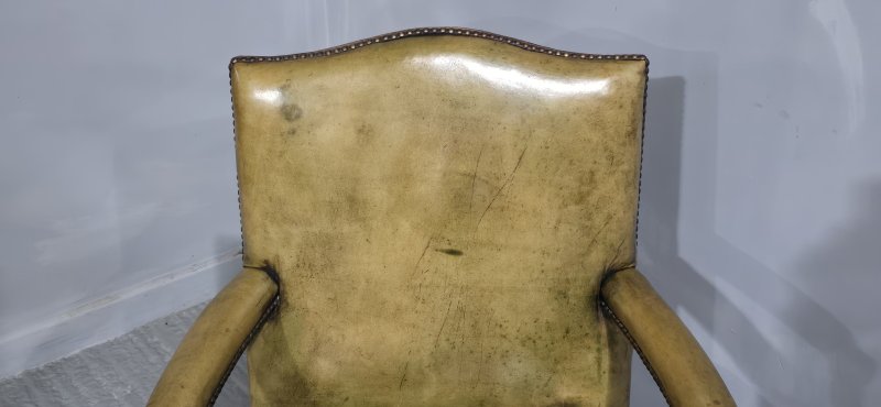 Fine Leather and Mahogany Office Desk Chair - Image 5