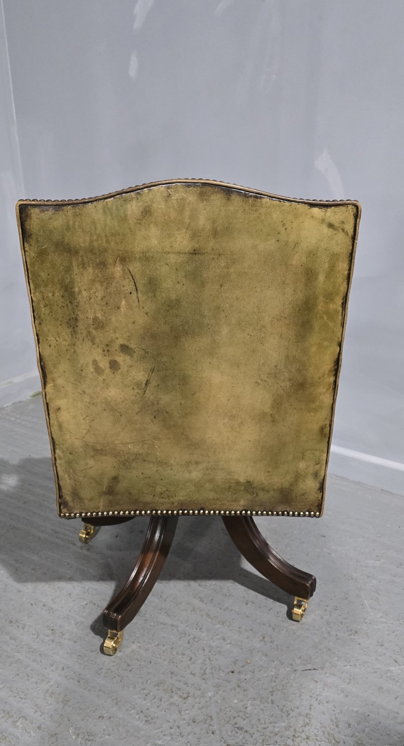 Fine Leather and Mahogany Office Desk Chair - Image 8