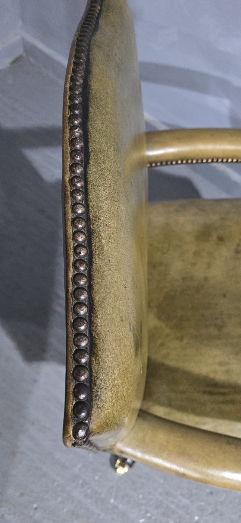 Fine Leather and Mahogany Office Desk Chair - Image 11