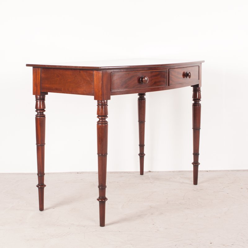 19thC Two Drawer Mahogany Bow Front Side Table - Image 7