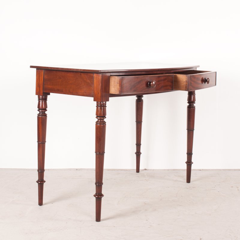 19thC Two Drawer Mahogany Bow Front Side Table - Image 8