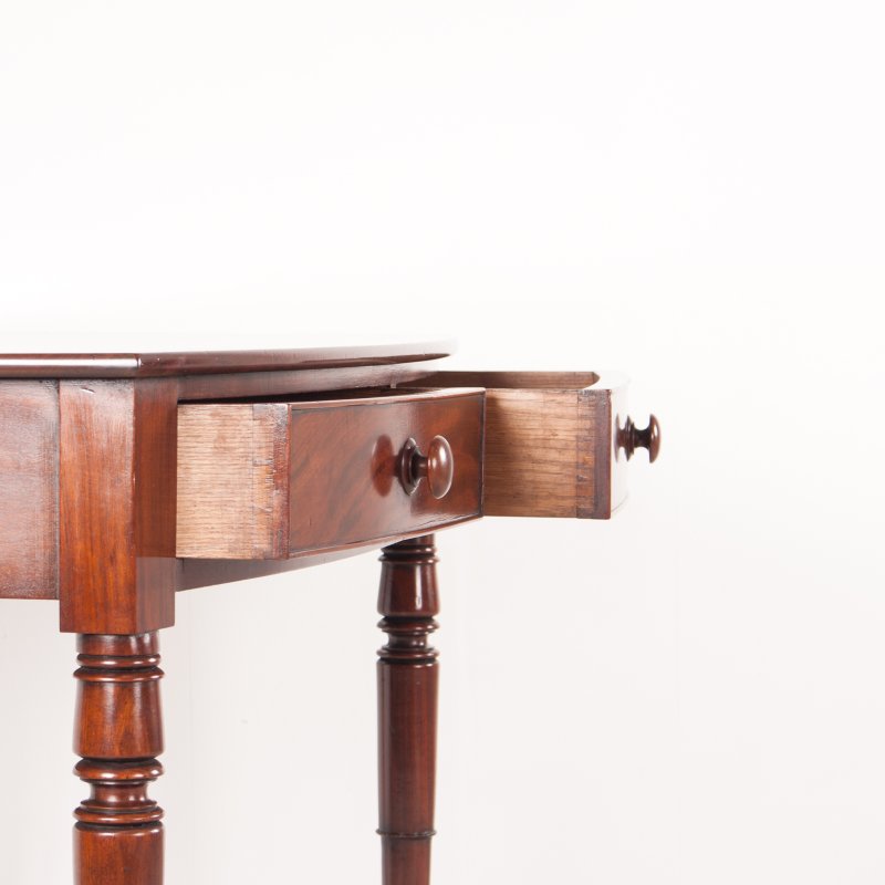 19thC Two Drawer Mahogany Bow Front Side Table - Image 9
