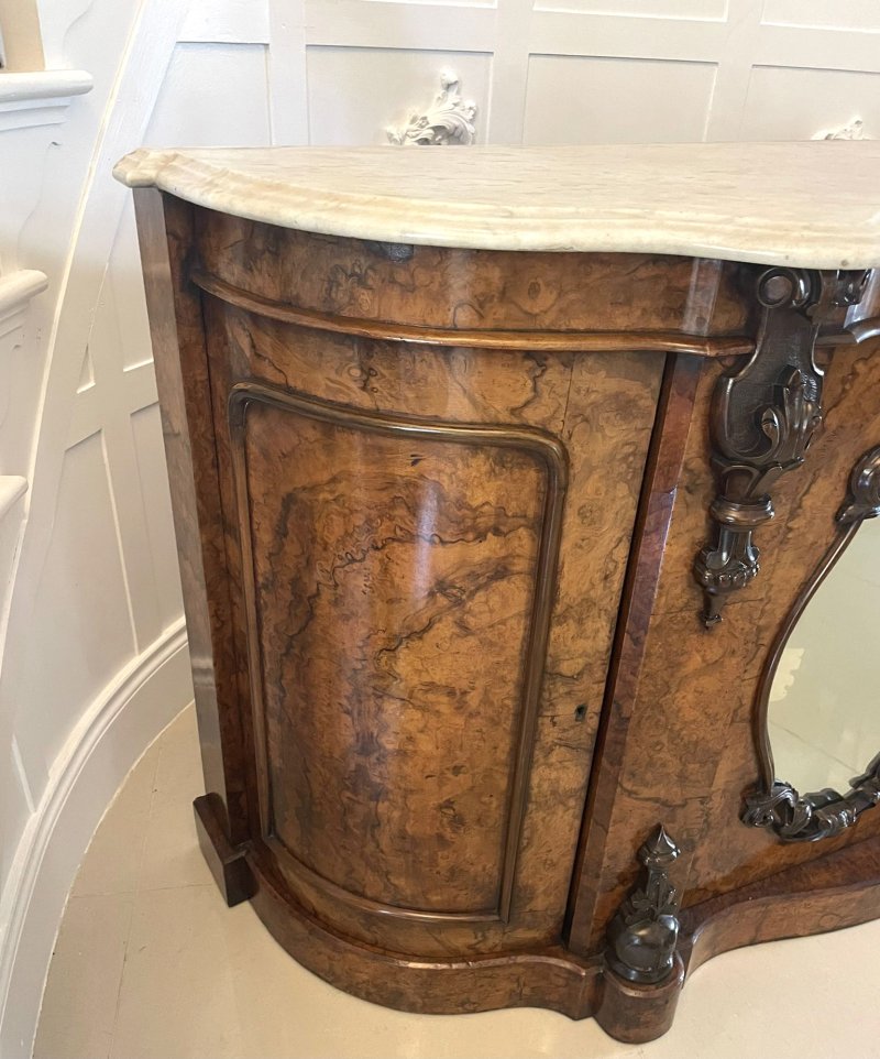 Outstanding Quality Antique Victorian Burr Walnut Marble Top Credenza/Sideboard - Image 9