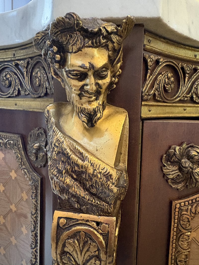 Antique French Ormolu Mounted Marble Top Sideboard Cabinet - Image 7