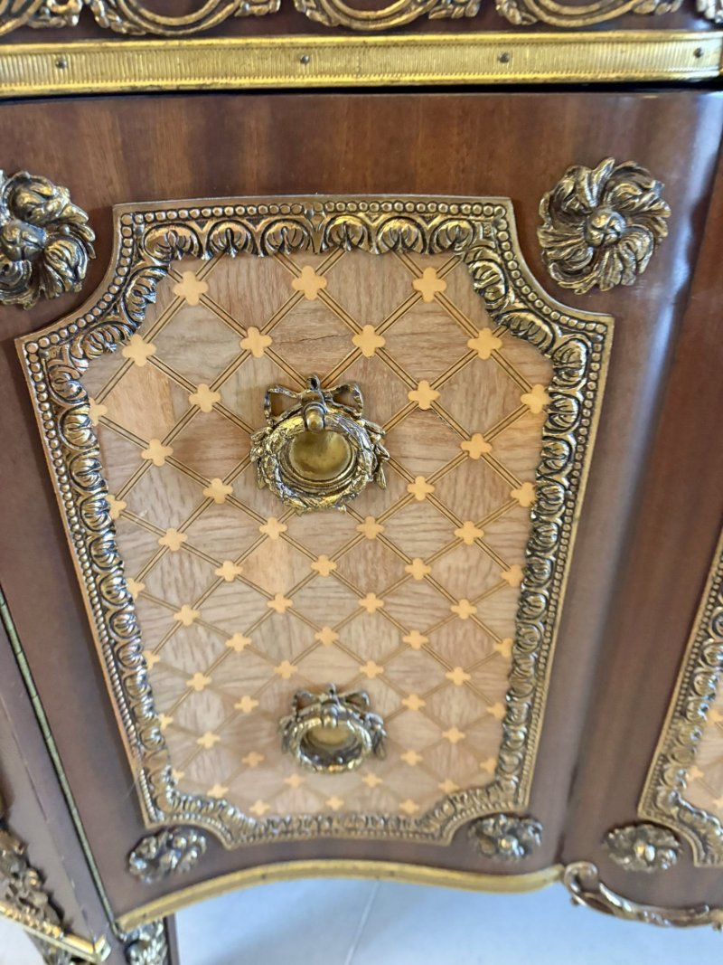 Antique French Ormolu Mounted Marble Top Sideboard Cabinet - Image 22