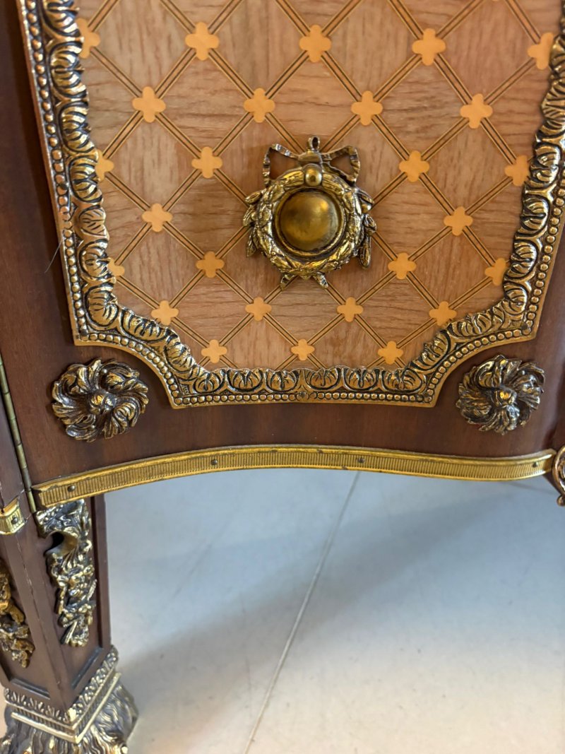 Antique French Ormolu Mounted Marble Top Sideboard Cabinet - Image 15