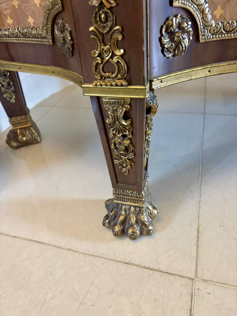 Antique French Ormolu Mounted Marble Top Sideboard Cabinet - Image 9
