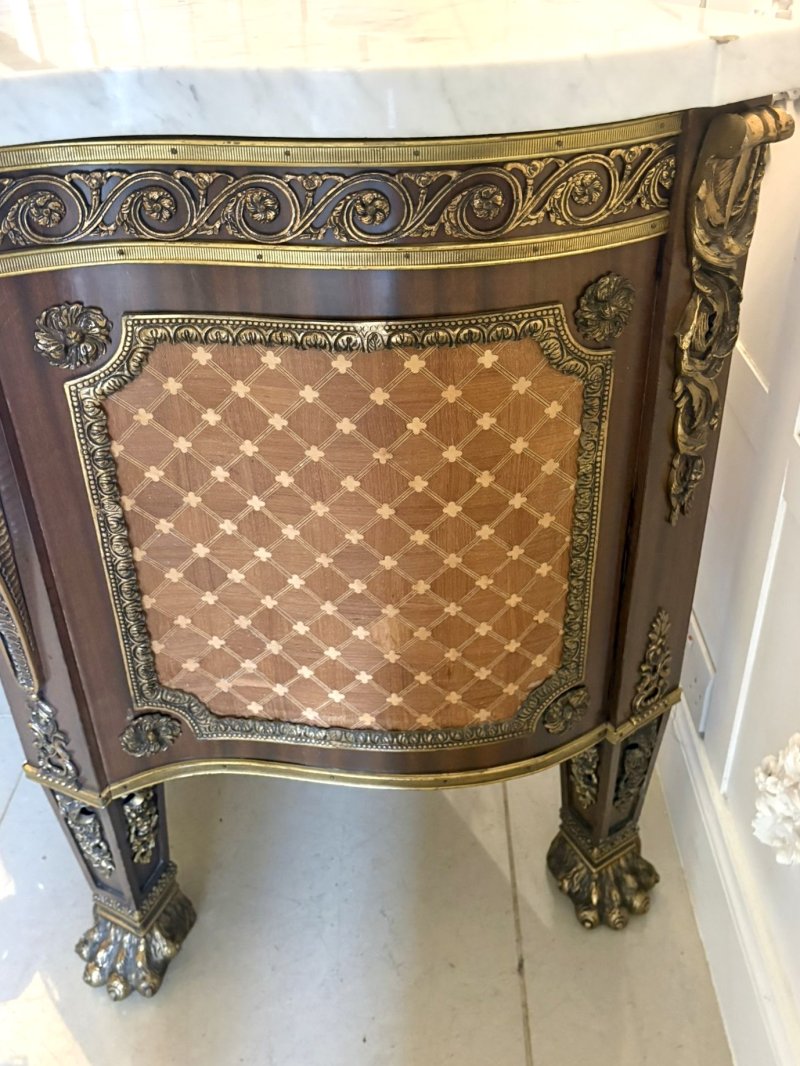 Antique French Ormolu Mounted Marble Top Sideboard Cabinet - Image 21