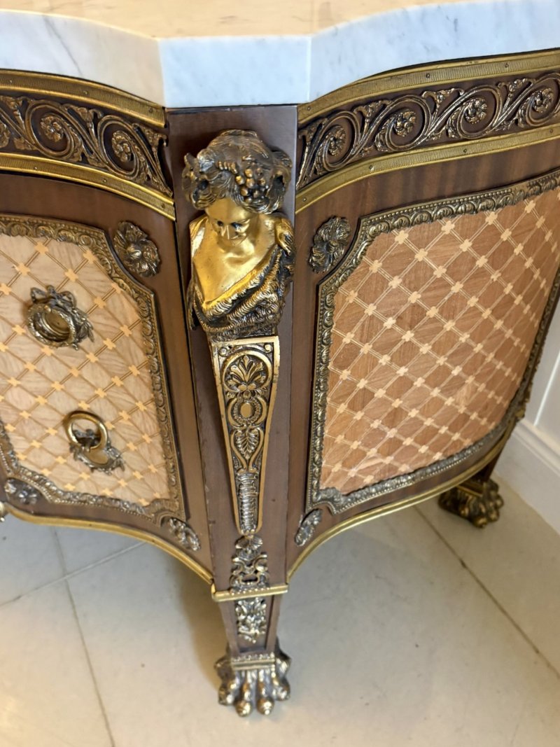 Antique French Ormolu Mounted Marble Top Sideboard Cabinet - Image 19