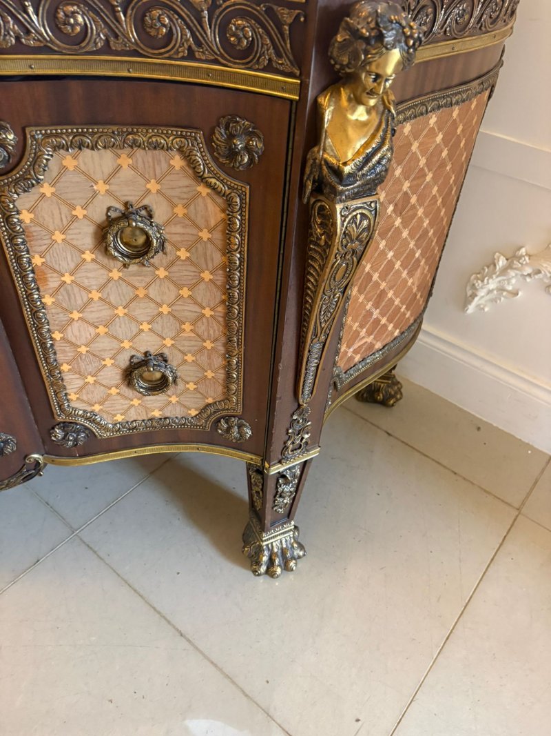 Antique French Ormolu Mounted Marble Top Sideboard Cabinet - Image 16