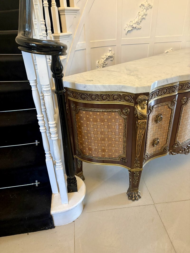 Antique French Ormolu Mounted Marble Top Sideboard Cabinet - Image 8
