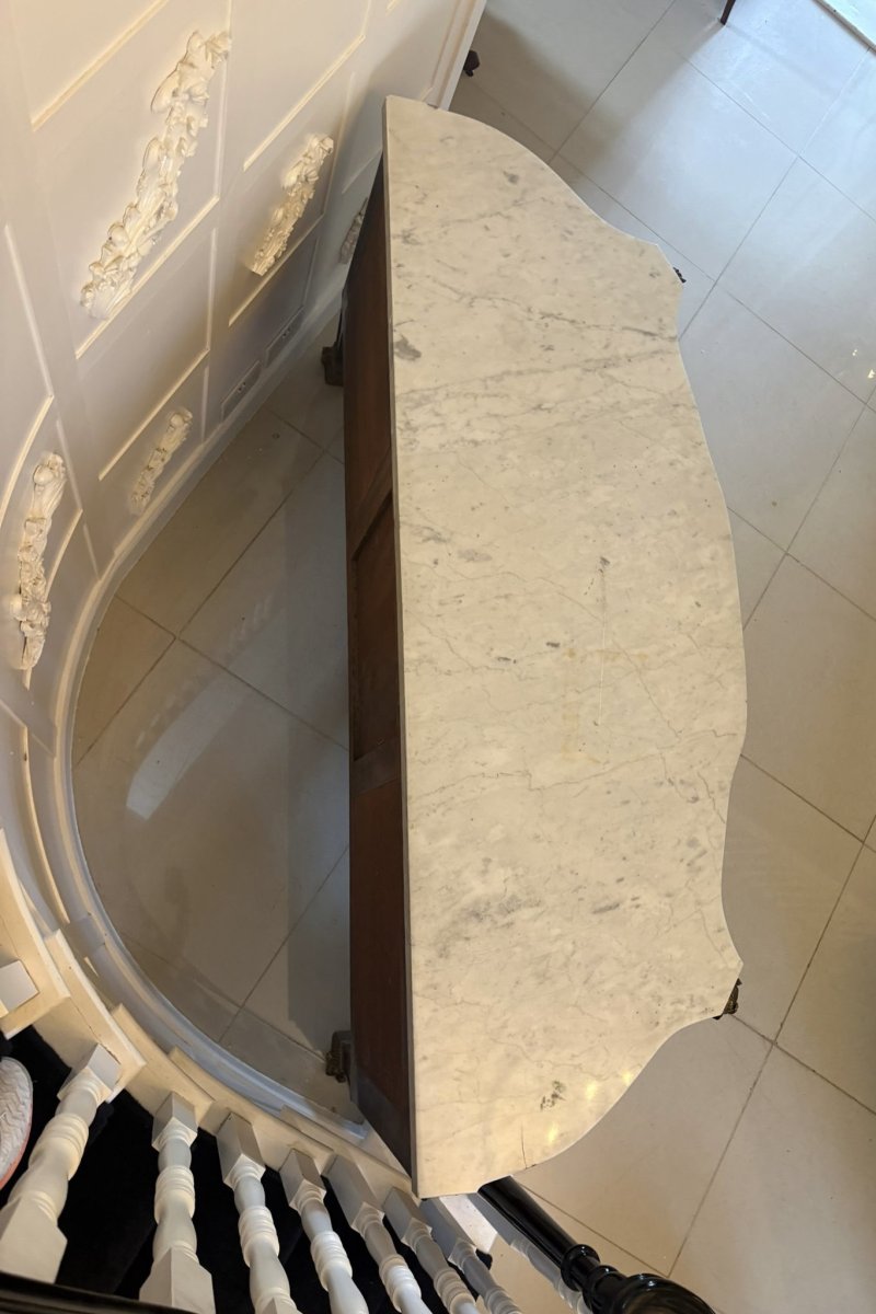 Antique French Ormolu Mounted Marble Top Sideboard Cabinet - Image 4