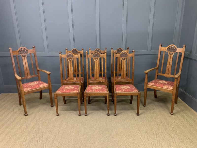 Set of 8 Arts and Crafts Dining Chairs - Image 9