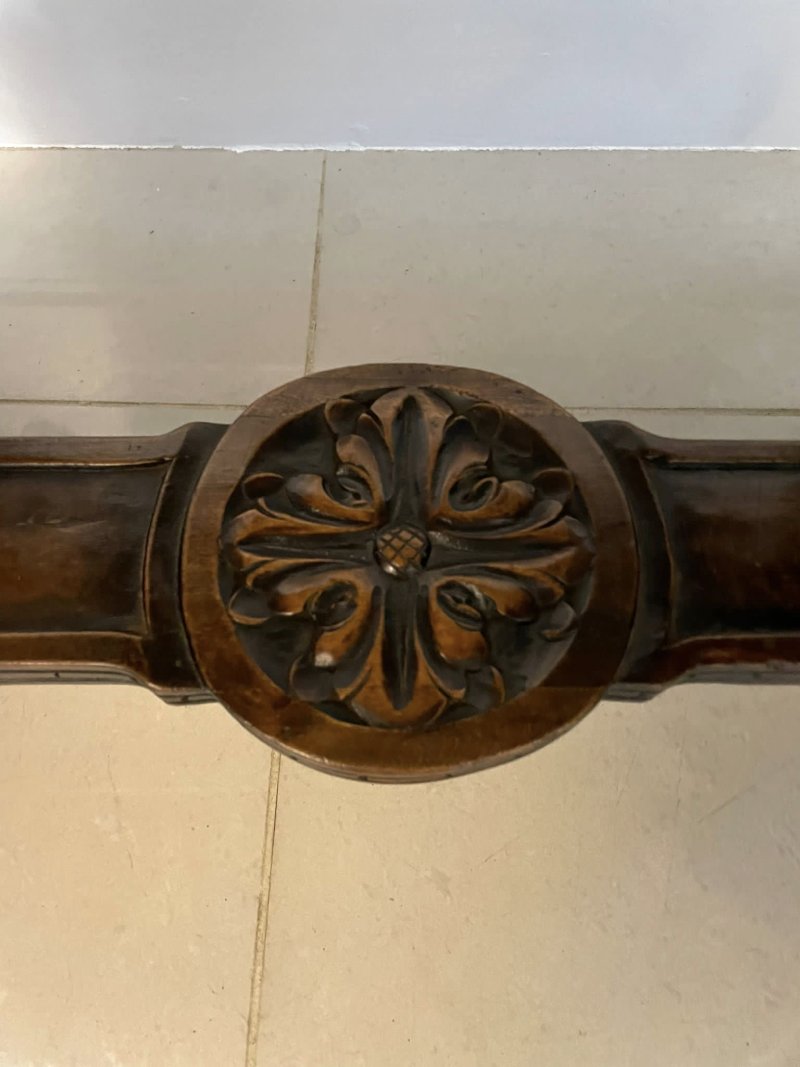 Unusual Antique Victorian Quality Carved Walnut and Marble Top Italian Coffee Table - Image 12