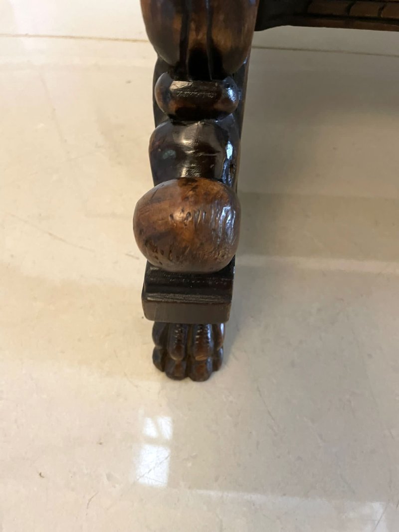 Unusual Antique Victorian Quality Carved Walnut and Marble Top Italian Coffee Table - Image 15