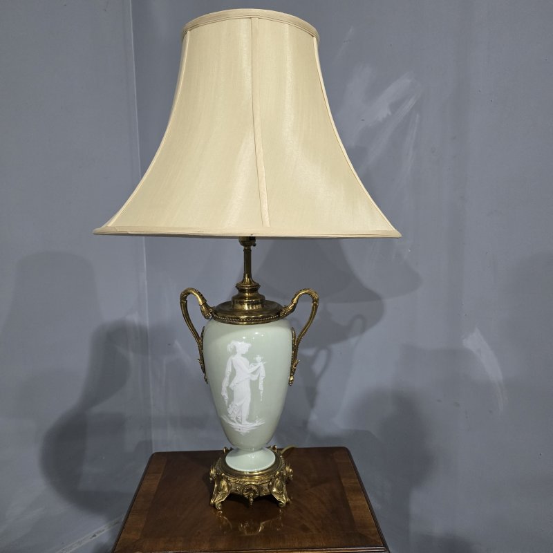 Large French Pate-Sur-Pate Table Lamp
