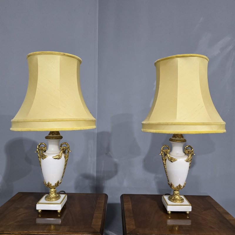 Pair French Marble Table Lamps