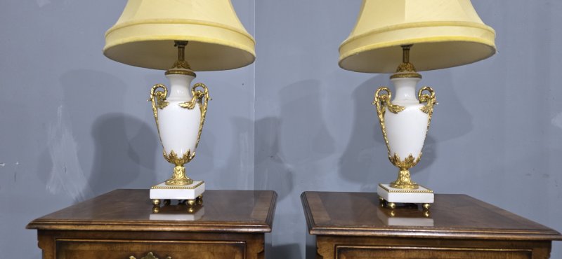 Pair French Marble Table Lamps - Image 2