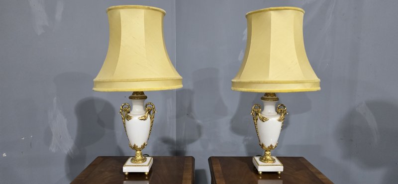 Pair French Marble Table Lamps - Image 3