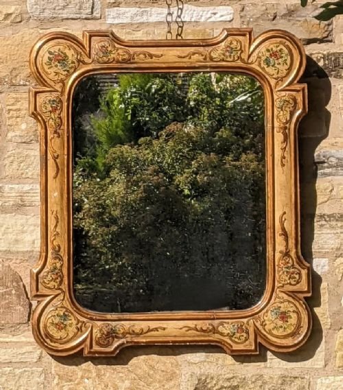 Very Decorative Italian Hand Painted Mirror Pier Glass