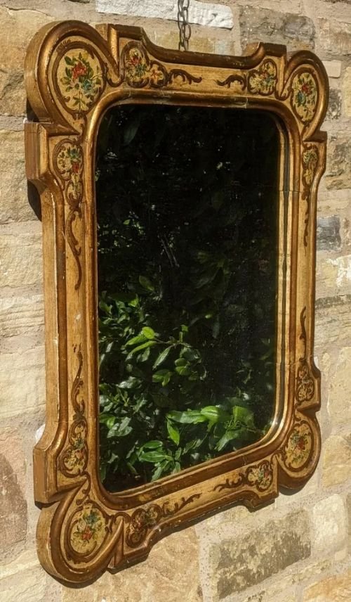 Very Decorative Italian Hand Painted Mirror Pier Glass - Image 2