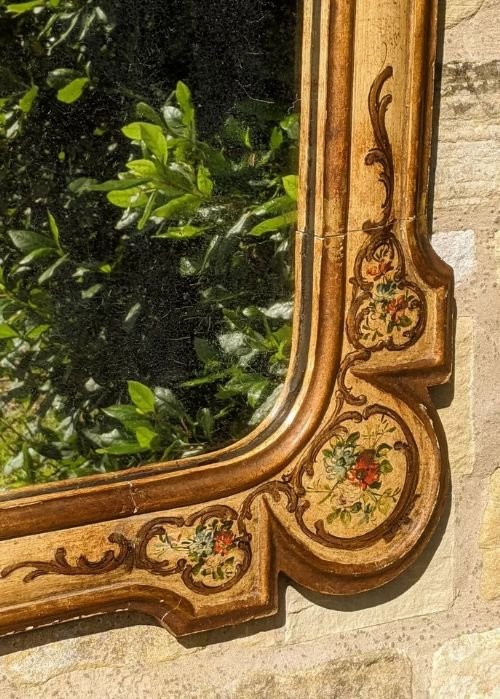 Very Decorative Italian Hand Painted Mirror Pier Glass - Image 9