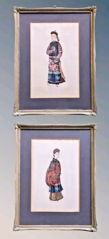 Pair Chinese Paintings Of Dignitaries